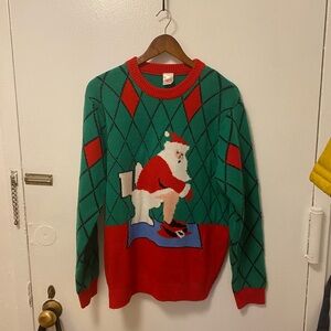 Holiday Santa Sweater - Red and Green. Size L.